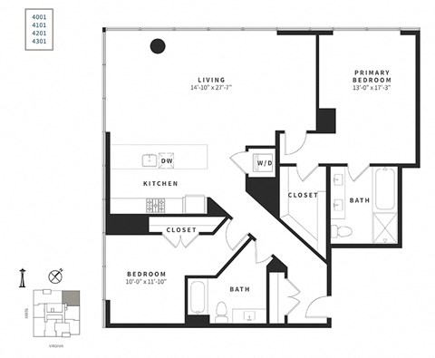 a floor plan of a bedroom apartment